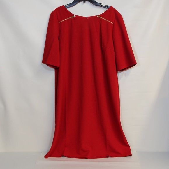 Chadwicks Red Cocktail Dress with Zipper Shoulders Size 12 - Picture 1 of 4
